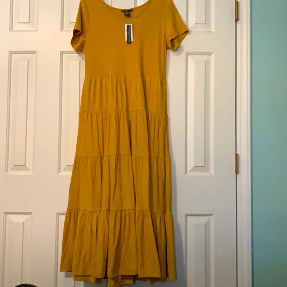 NWT. Beautiful golden maxi dress. Large.
